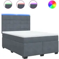 vidaXL Lit boxspring avec matelas gris foncé 140x200 cm velours
