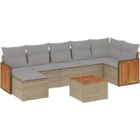 vidaXL Ensemble de jardin canapé 8 pièces avec coussins Beige Poly Rattan