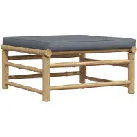 vidaXL Repose-pied de jardin avec coussin gris foncé Bambou