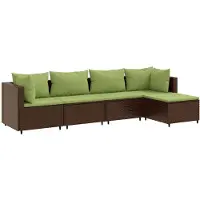 vidaXL Ensemble de salon de jardin 5 pièces avec coussins Marron Poly Rattan