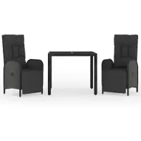 vidaXL Ensemble de jardin 3 pièces avec coussins Noir Poly Rattan