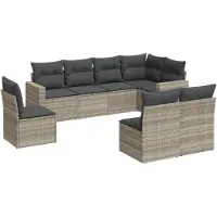 vidaXL Ensemble de jardin canapé 8 pièces avec coussins gris clair Poly rotin