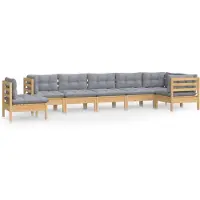 vidaXL Ensemble salon de jardin 8 pièces avec coussins gris pin massif