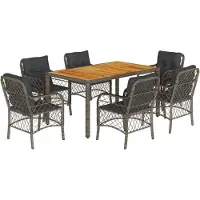 vidaXL Ensemble de jardin 7 pièces avec coussins Gris Poly rotin