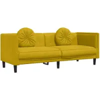 vidaXL Canapé 3 places avec coussins Jaune velours