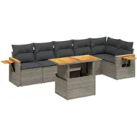 vidaXL Ensemble de salon de jardin 7 pièces avec coussins Gris Poly rotin