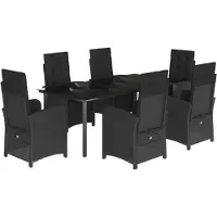 vidaXL Ensemble de jardin 7 pièces avec coussins Noir Poly Rattan