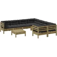 vidaXL Ensemble de 9 canapés de jardin avec coussins en pin imprégné