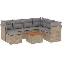 vidaXL Ensemble de jardin canapé 8 pièces avec coussins Beige Poly Rattan