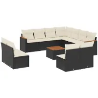 vidaXL Ensemble de 12 canapés de jardin avec coussins noir poly rotin