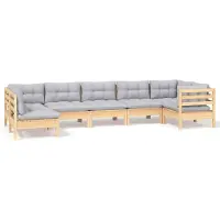 vidaXL Ensemble de salon de jardin 7 pièces avec coussins gris en pin
