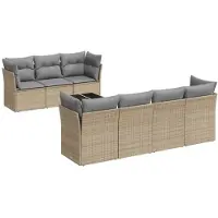 vidaXL Ensemble de jardin canapé 8 pièces avec coussins Beige Poly Rattan