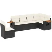 vidaXL Ensemble de salon de jardin 6 pièces avec coussins noir poly rotin