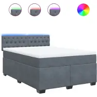 vidaXL Lit boxspring avec matelas gris foncé 160x200 cm velours