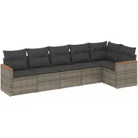 vidaXL Ensemble de salon de jardin 6 pièces avec coussins Gris Poly rotin