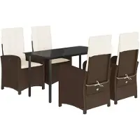 vidaXL Ensemble de jardin 5 pièces avec coussins Marron Poly rotin