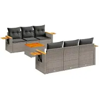 vidaXL Ensemble de salon de jardin 7 pièces avec coussins Gris Poly rotin