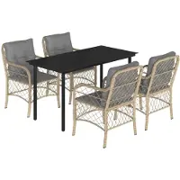 vidaXL Salon de jardin 5 pièces avec coussins Mélange beige Poly rotin
