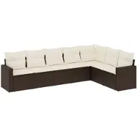 vidaXL Ensemble de salon de jardin 7 pièces avec coussins Marron Poly rotin