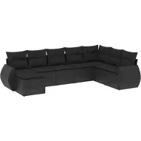 vidaXL Ensemble de jardin canapé 8 pièces avec coussins noir poly rotin