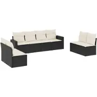vidaXL Ensemble de jardin canapé 8 pièces avec coussins noir poly rotin