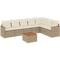 vidaXL Ensemble de jardin canapé 8 pièces avec coussins Beige Poly Rattan