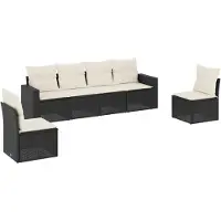 vidaXL Ensemble de salon de jardin 6 pièces avec coussins noir poly rotin
