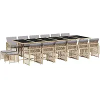 vidaXL Ensemble de jardin 17 pièces avec coussins Beige Poly Rattan