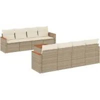 vidaXL Ensemble de salon de jardin 9 pièces avec coussins beige Poly rotin