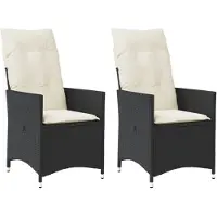 vidaXL Fauteuil de jardin avec coussin 2 pcs. Réglable Noir Poly Rattan