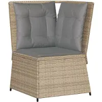 vidaXL Canapé d'angle de jardin avec coussins Beige Poly Rattan