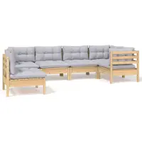 vidaXL Ensemble de salon de jardin 6 pièces avec coussins gris en pin