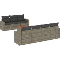 vidaXL Ensemble de jardin canapé 8 pièces avec coussins Gris Poly rotin