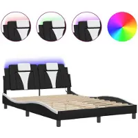 vidaXL Cadre de lit avec LED Noir et Blanc 120x200 cm Similicuir