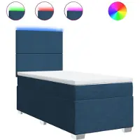 vidaXL Lit boxspring avec matelas bleu 90x190 cm Tissu