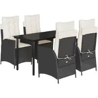 vidaXL Ensemble de jardin 5 pièces avec coussins Noir Poly Rattan