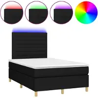 vidaXL Lit Boxspring avec matelas & LED Noir 120x190 cm Tissu
