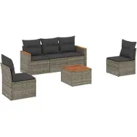 vidaXL Ensemble de salon de jardin 6 pièces avec coussins Gris Poly rotin