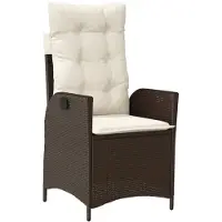 vidaXL Fauteuil de jardin Réglable avec coussins Marron Poly Rattan