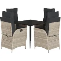 vidaXL Salon de jardin 5 pièces avec coussins gris clair Poly rotin