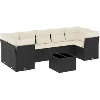 vidaXL Ensemble de jardin canapé 8 pièces avec coussins noir poly rotin