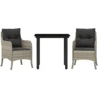 vidaXL Ensemble de jardin 3 pièces avec coussins gris clair Poly rotin
