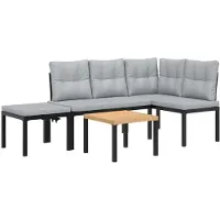 vidaXL Ensemble de bancs de jardin 4 pièces noir Acier revêtu par poudre