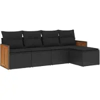 vidaXL Ensemble de salon de jardin 5 pièces avec coussins noir poly rotin