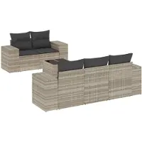 vidaXL Ensemble de salon de jardin 6 pièces avec coussins gris clair Poly rotin