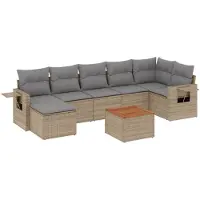 vidaXL Ensemble de jardin canapé 8 pièces avec coussins Beige Poly Rattan
