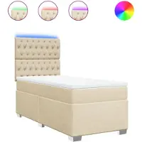 vidaXL Lit boxspring avec matelas Crème 100x200 cm Tissu