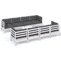 vidaXL Ensemble salon de jardin 9 pièces avec coussins pin massif