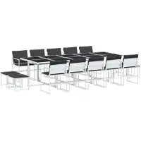 vidaXL Ensemble de jardin 15 pièces avec coussins Blanc Textilène