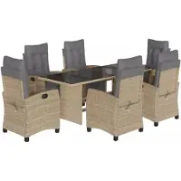 vidaXL Ensemble de jardin 7 pièces avec coussins Mélange beige Poly rotin